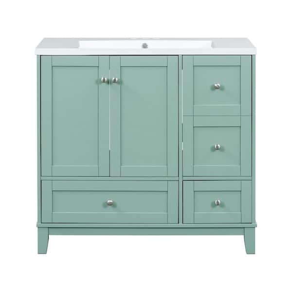 Virubi 36 in. W Single Sink Bath Vanity in Green with White