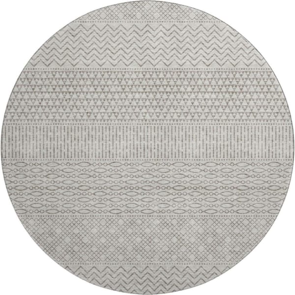 Addison Rugs Mayfield Premium Machine Washable Abstract AMF939 Beige 8 ft. x 8 ft. Round Rug