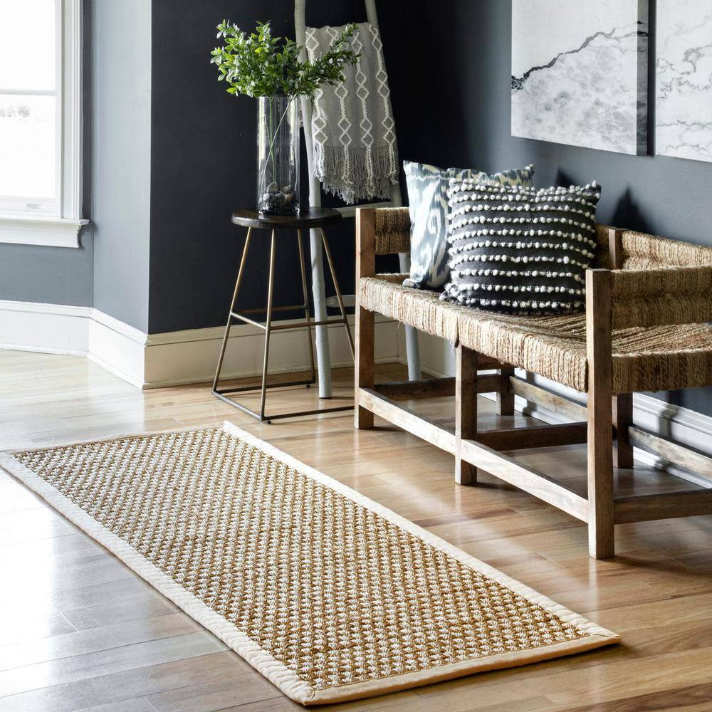 Beige 4' x 6' Reversible Rectangular Seagrass Area Rug
