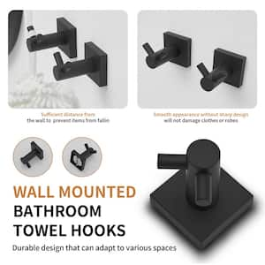 5-Piece Bath Hardware Set with Towel Bar Towel Ring Towel Hook Toilet Paper Holder in Matte Black