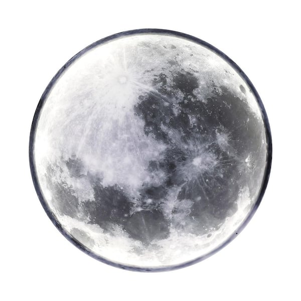 19.7 in. 1-Light Black and White Modern Round Moon Pattern 3-Color LED Wall Sconce Vanity Light with Acrylic Shade