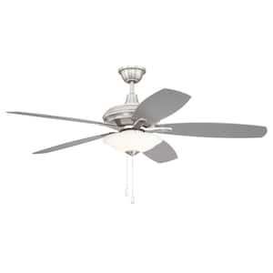 Jamison 52 in. Indoor Dual Mount 3-Speed Reversible Brushed Polished Nickel Finish Ceiling Fan Integrated LED Light Kit
