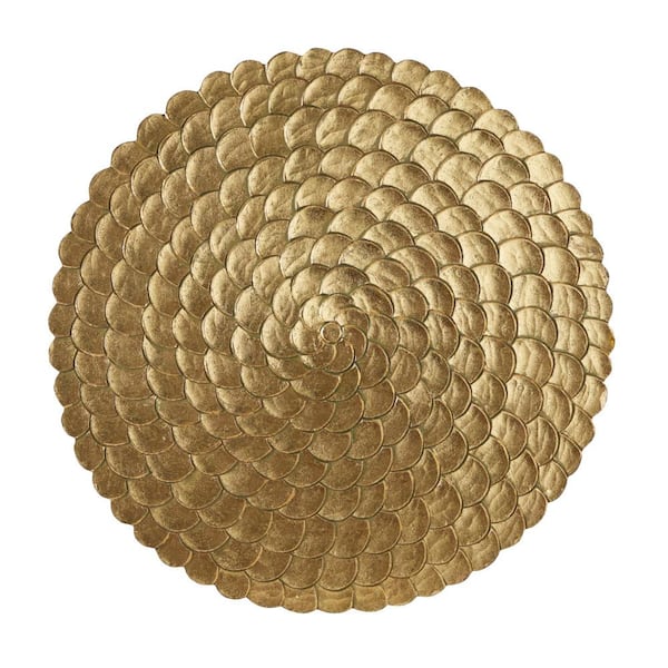 Litton Lane 47 in. x 47 in. Wood Gold Carved Radial Plate Wall Decor