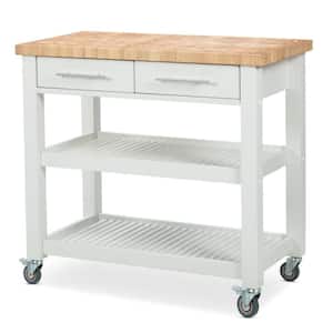 Pro Chef White Kitchen Cart with Chop and Drop System