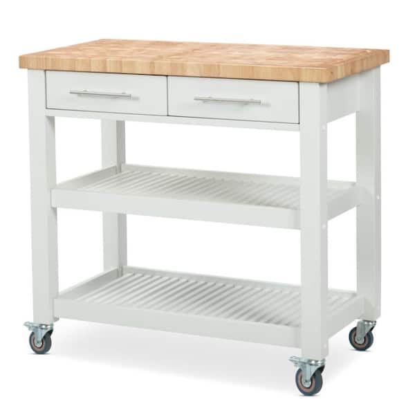 Chris and Chris Pro Chef White Kitchen Cart with Chop and Drop System