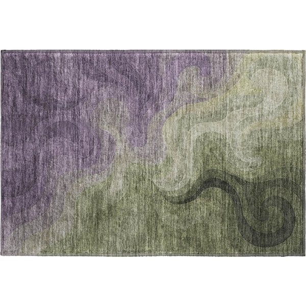 Mayfield Premium Machine Washable Abstract AMF2468 Plum 2 ft. x 3 ft. Accent Rug