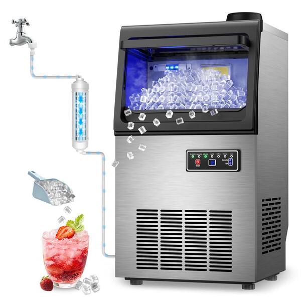 Quyndor 13.5 in. 90lb. Commercial Freestanding/Built-In Nugget Ice ...