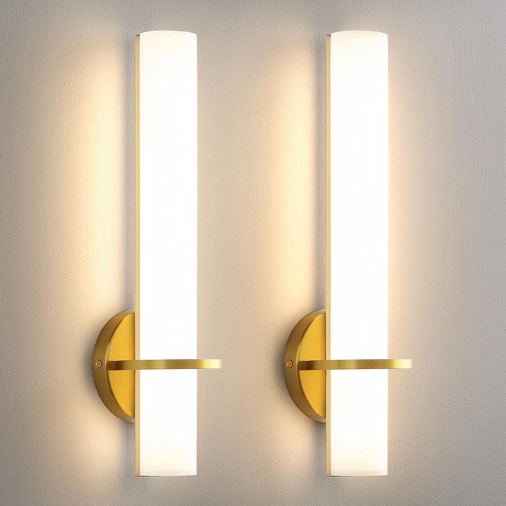 Gold Cylinder Dimmable LED Wall Sconce with Frosted Acrylic Shade