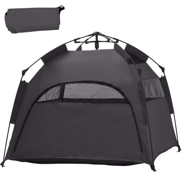 3.9 ft. x 3.9 ft. Dark Gray Pop Up Dog Tent with Sunshade Top and Carry Bag, Indoor/Outdoor Pet Tent