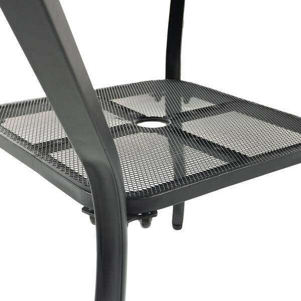 Pocassy Black Square Iron Outdoor Patio Coffee Table with Umbrella