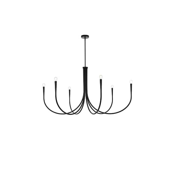 Unbranded 50 in. Home Living 6-Light Black Chandelier with no Bulbs Included