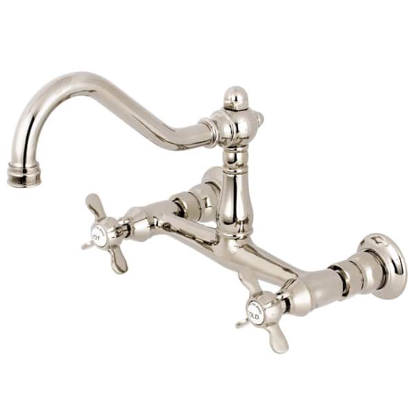 Kingston Brass Essex 2-Handle Wall-Mount Bathroom Faucets in Polished Nickel