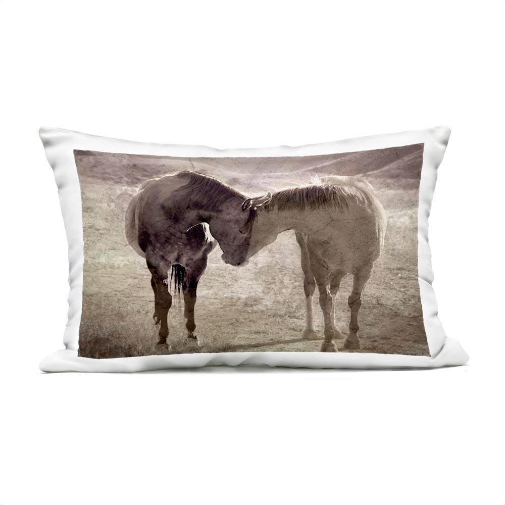 Muted Horse Pair Hugging Brown Rectangular Outdoor Throw Pillow price history on PriceWatchPro
