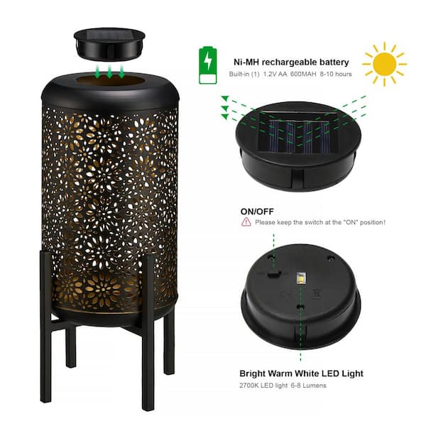 Glitzhome 14.25 in. H Black and Gold Metal Cutout Flower
