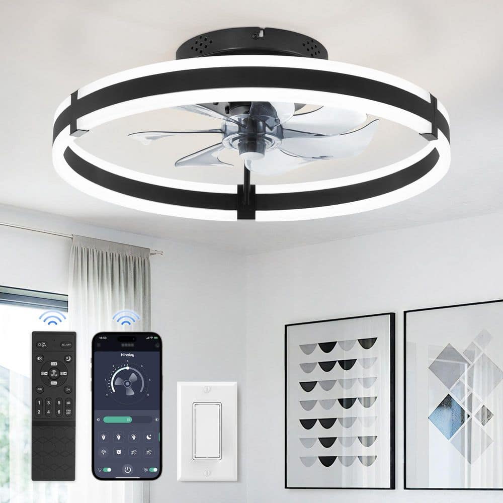 20 in. Black Indoor Dimmable LED Modern 6-Wind Speeds Low Profile Ceiling Fan with Lights and Remote, Bedroom price history on PriceWatchPro