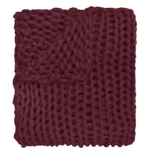 Chunky Knitted Merlot Acrylic Throw Blanket