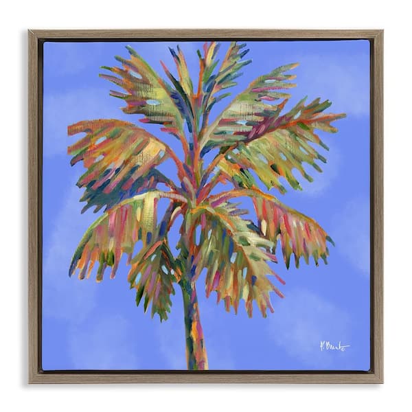 Stupell Industries Tropical Bondi Palm by Paul Brent Brown Floater Frame Nature Graphic Art Print 25 in. x 25 in.