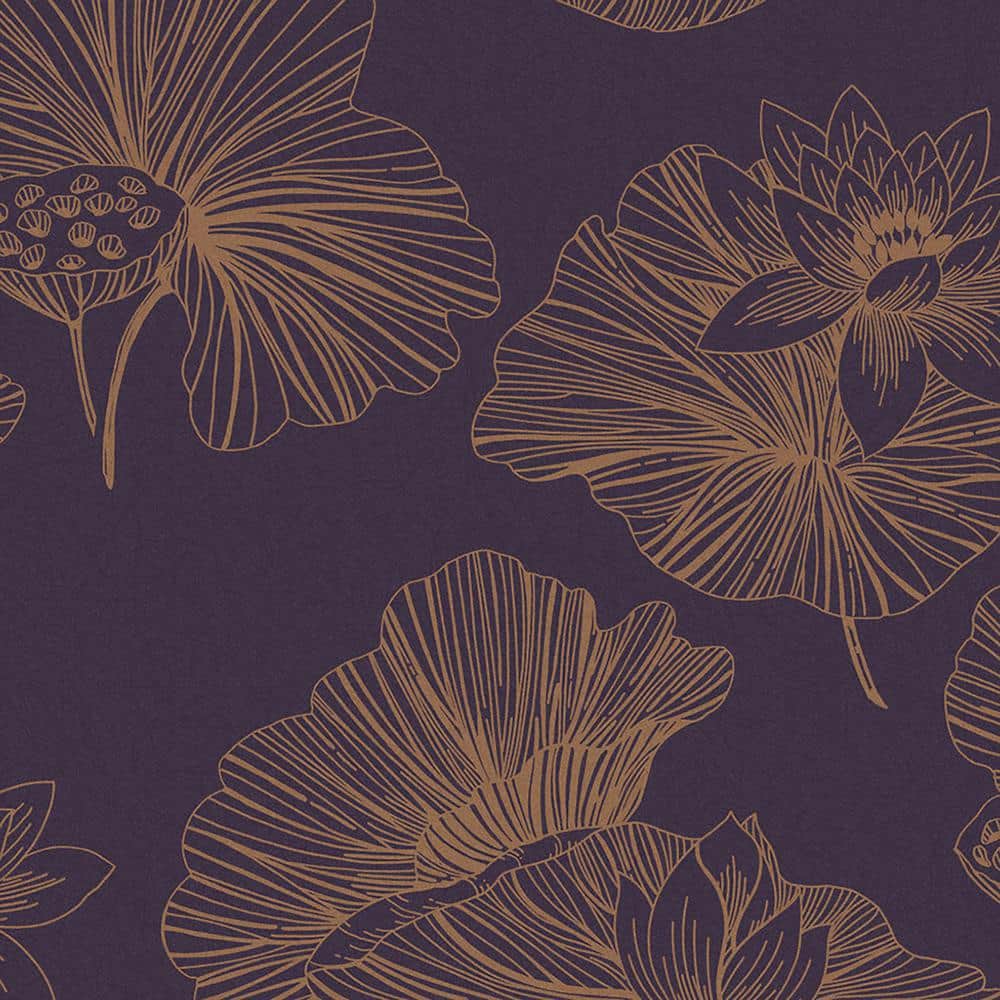 Graham & Brown Lotus Plum Purple and Copper Floral Paste the Graham & Brown Lotus Plum Purple and Copper Floral Paste the