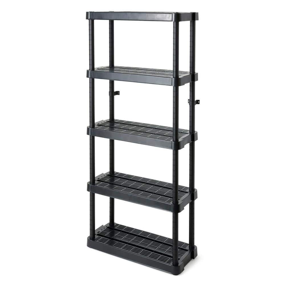 GRACIOUS LIVING Black 5Tier Plastic Garage Storage Shelving Unit (32