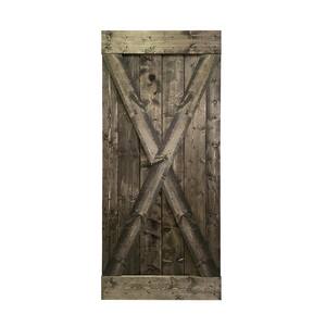 X Series 36 in. x 84 in. Pre-Assembled Espresso Stained Solid Pine Wood Interior Sliding Barn Door Slab
