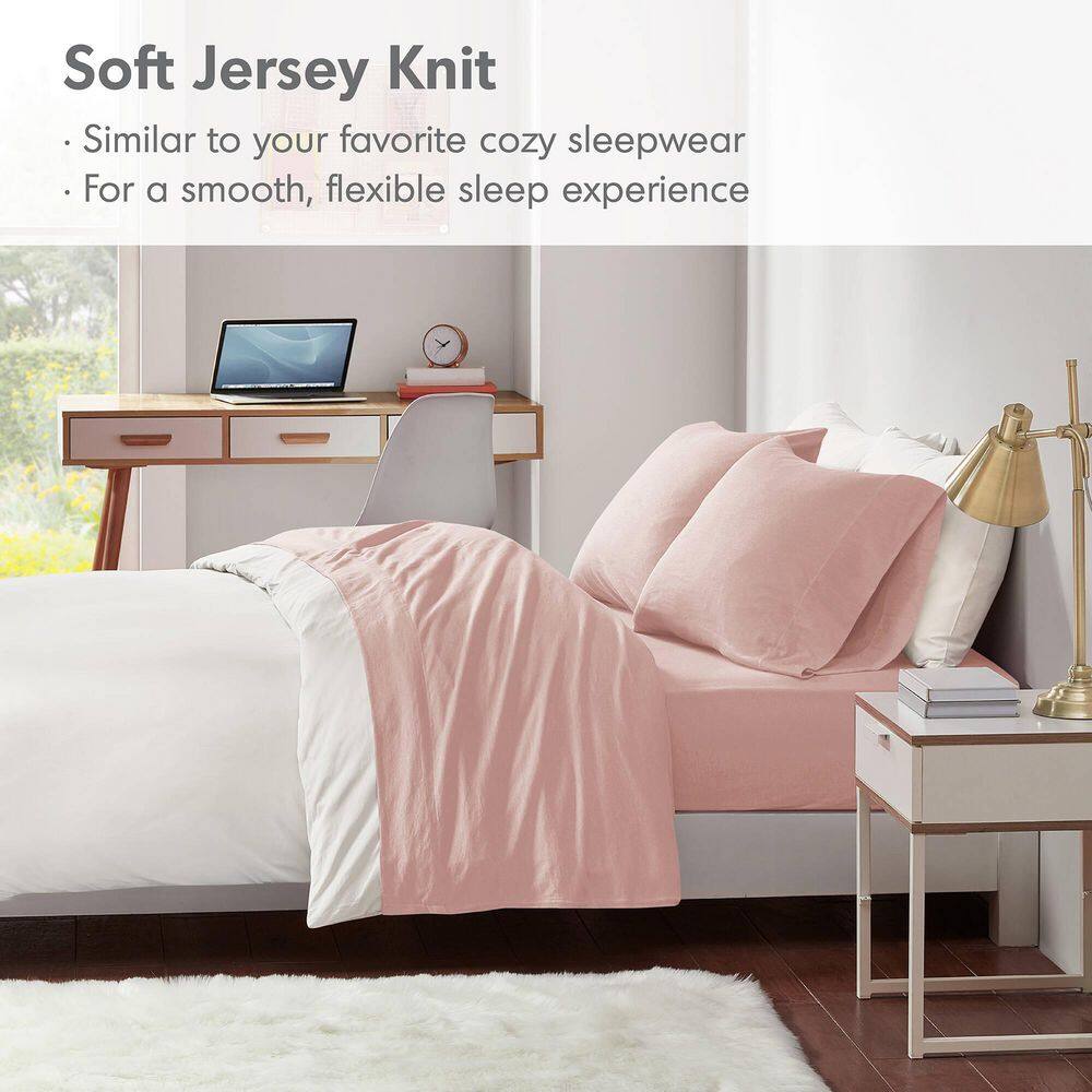 Blush Twin XL Cotton Blend Jersey Knit Sheet Set