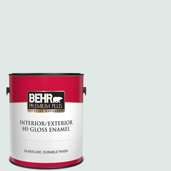 BEHR PREMIUM PLUS 1 gal. #BL-W01 Calm Hi-Gloss Enamel Interior/Exterior Paint
