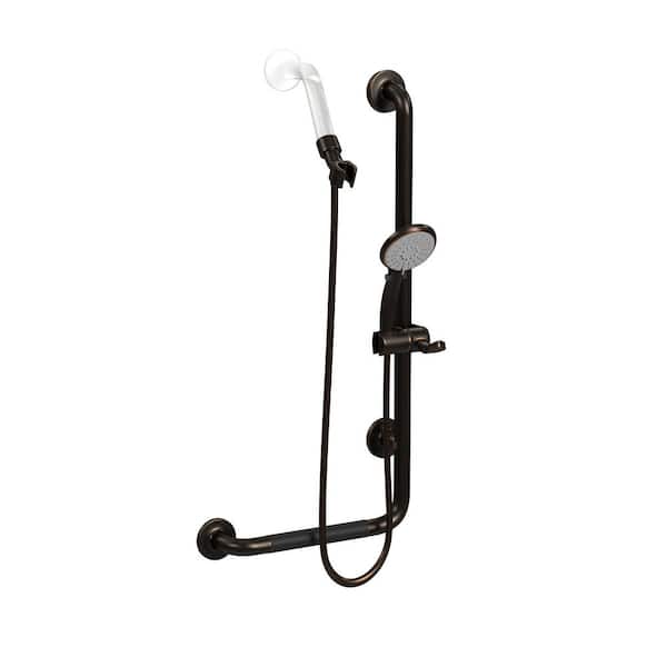 PULSE Showerspas ErgoSlideBar Right 5-Spray Wall Bar Shower Kit in Oil Rubbed Bronze