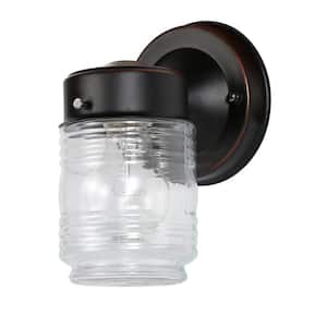 Oil-Rubbed Bronze Outdoor Wall-Mount Jelly Jar Wall Lantern Sconce