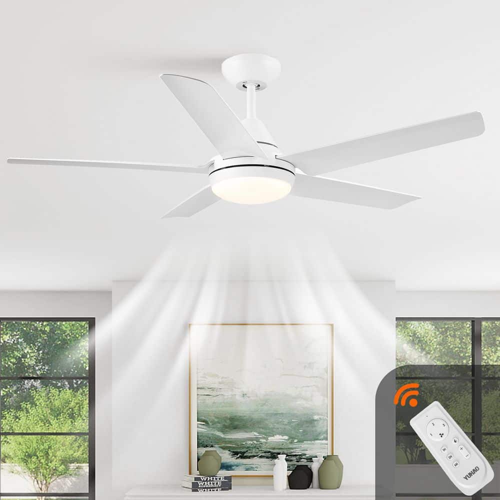 48 in. Ceiling Fan with Integrated LED Light and White ABS Blades Included with Remote, Downrod Mount price history on PriceWatchPro