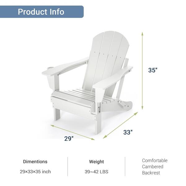 Maak het zwaar fenomeen Verkeerd Flynama Classic White Folding Plastic Adirondack Chairs with Cup Holder  XYD-H-AC-HE02-WT - The Home Depot