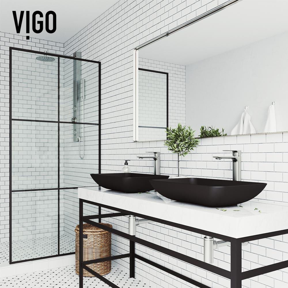 Matte Black Rectangular Glass Vessel Bathroom Sink