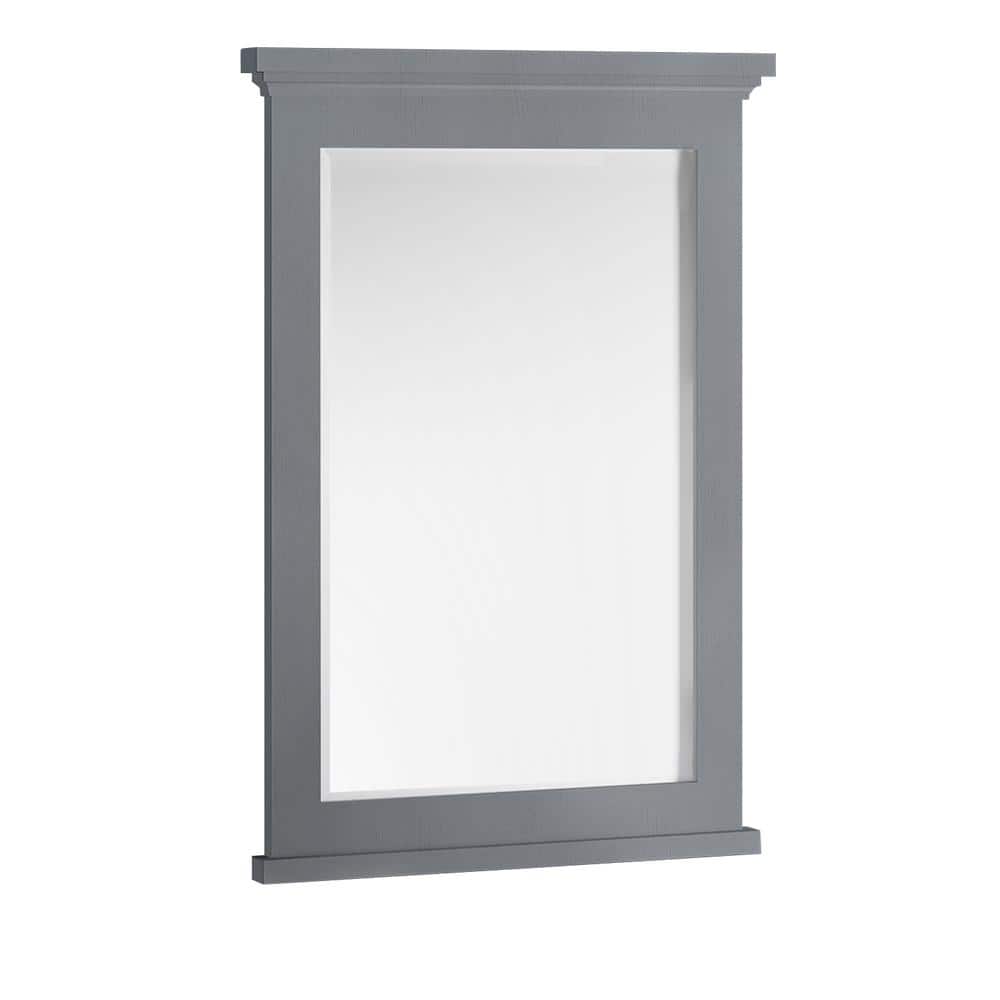 Elegant Shaker-Style 24" Grey Wood Bathroom Vanity Mirror