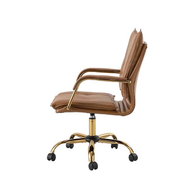 JAYDEN CREATION Lundgren Camel Faux Leather Task Chair with Padded