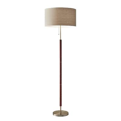 Walnut Adesso 3338-15 Hamptons Floor Lamp Smart Outlet Compatible 65"