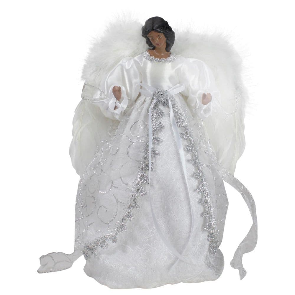 "14"" African American Silver and White Angel Christmas Tree Topper Unlit" price history on PriceWatchPro