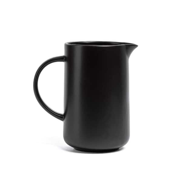 Coupe 42 fl. oz. Semi-Matte Black Hand-Finished Stoneware Pitcher