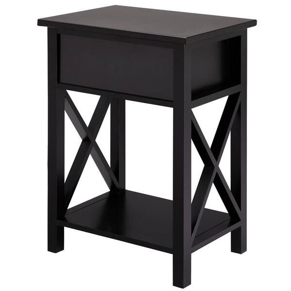 JAYDEN CREATION Jacqueline Black 2-Drawer Nightstand with