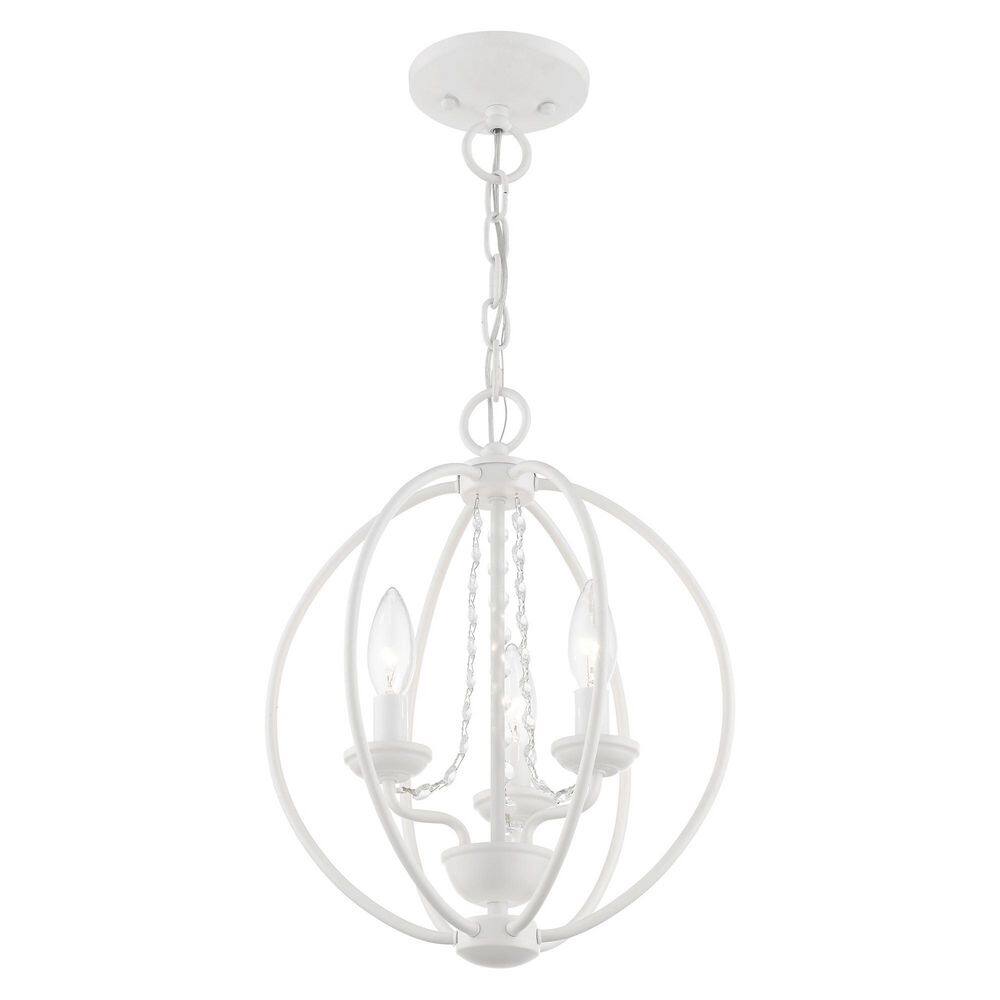 Mini Arabella White Crystal 3-Light Orb Chandelier