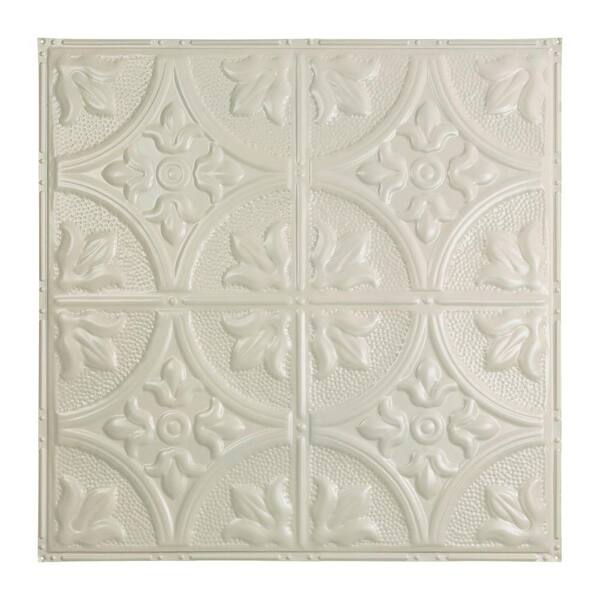 Great Lakes Tin Jamestown 2 ft. x 2 ft. Nail Up Tin Ceiling Tile in Antique White