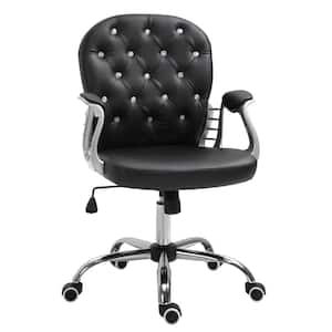 23.5 in. x 23.75 in. x 41.25 in. Black Polyester Middle-Back Tufted Height-Adjustable Executive Chair with Arms