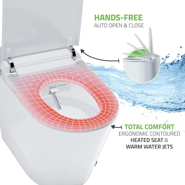 HD Bathtub and Smart Toilet Combo Series 30 in. x 53 in. Left Drain Walk-In Whirlpool Tub Bathtub in White