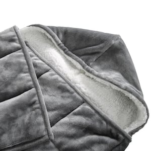 Grey Hooded 10 lbs.Weighted Throw Blanket