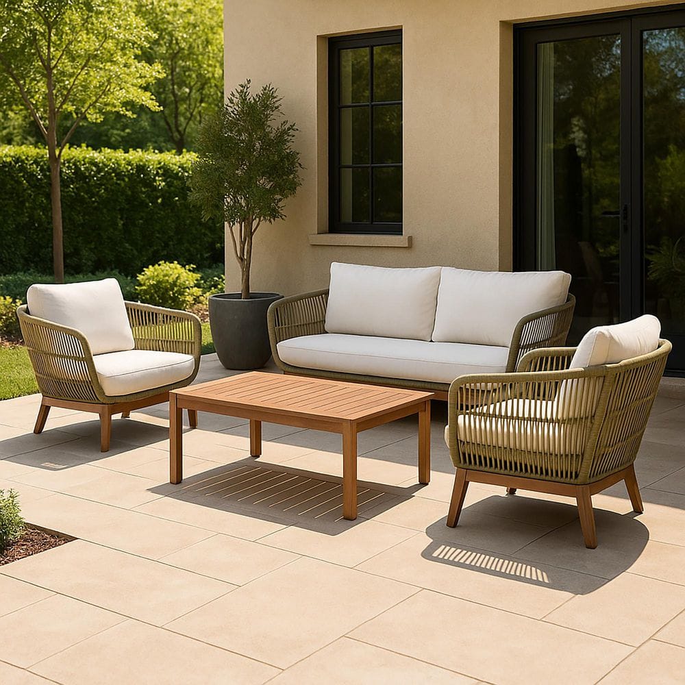 たいそん ソファー Teamson Home 4 Piece Patio Sofa Set with Wood Base and Matching