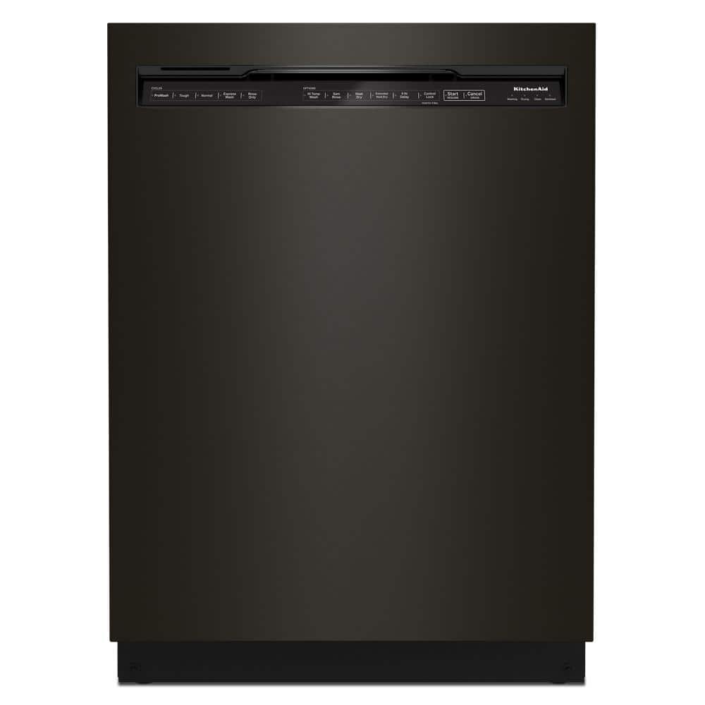 KitchenAid 24 in. PrintShield Black Stainless Front Control Tall Tub Dishwasher with Stainless Steel Tub, 39 DBA, Black Stainless Steel with PrintShieldâ„¢ Finish