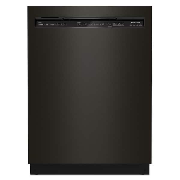 KitchenAid 24 in. PrintShield Black Stainless Front Control Tall Tub Dishwasher with Stainless Steel Tub, 39 DBA