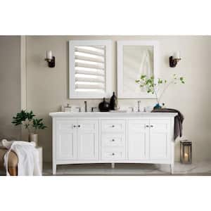 Palisades 72 in. W x 23.5 in.D x 35.3 in. H Double Vanity in Bright White with Quartz  Top in Eternal Jasmine Pearl