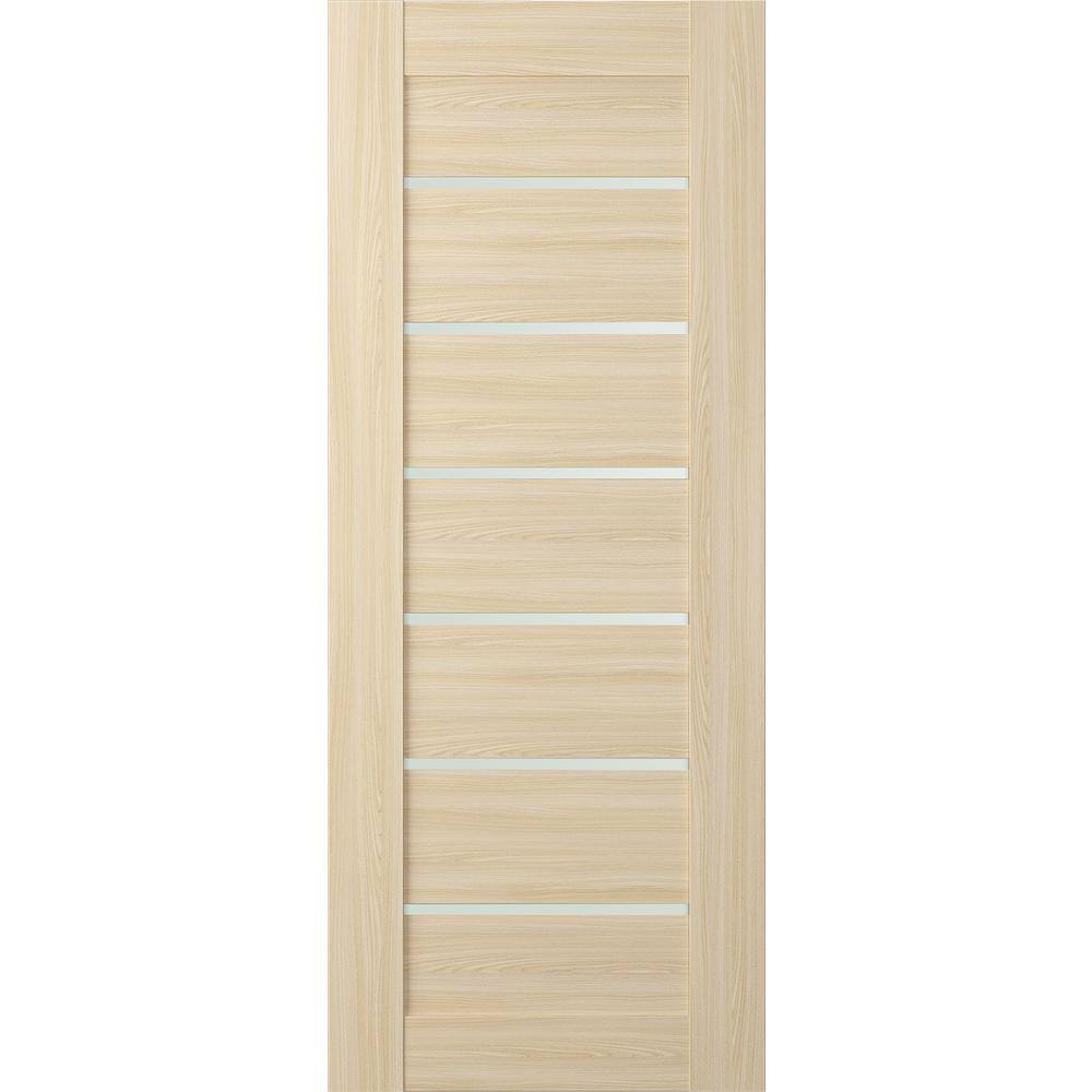 Loire Ash 79" Paneled Interior Door with Frosted Glass Inserts