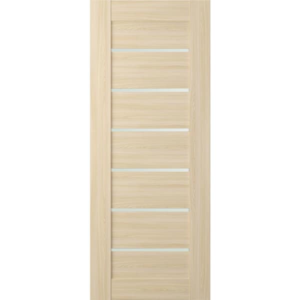 Vona 07-02 36 in. x 83.25 in. No Bore 7-Lite Frosted Glass Loire Ash Wood Composite Interior Door Slab