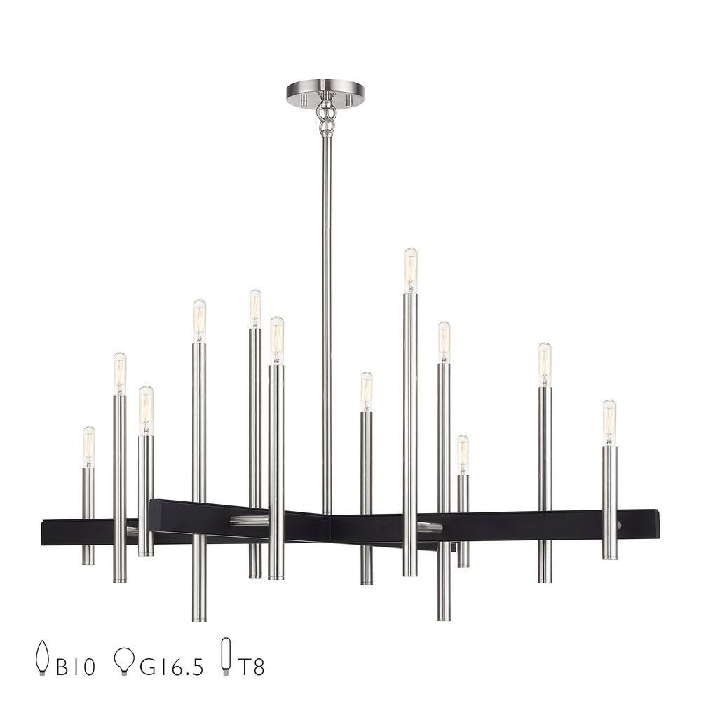 Livex Lighting Denmark 12Light Brushed Nickel with Black Accents