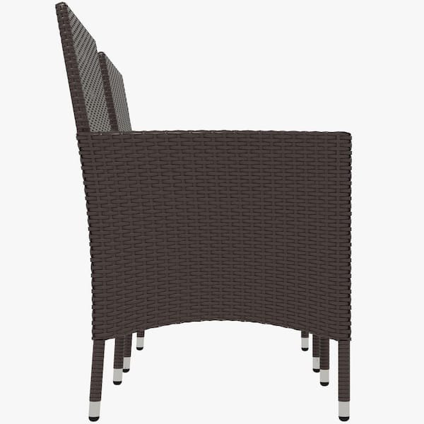 Grey Lightweight Plastic Rattan Wicker Outdoor Lounge Chair with White Cushion (2-Piece)